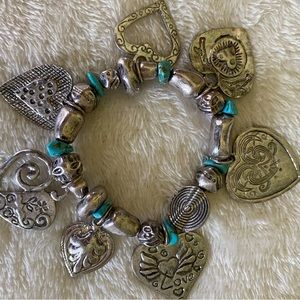 10/$10 Silver/Turquoise Charm Bracelet